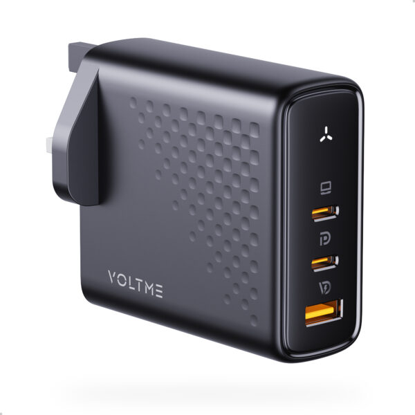 VOLTME Revo 140 | PD140W | 2 USB-C & 1 USB-A Ports | UK Plug | GaN Charger