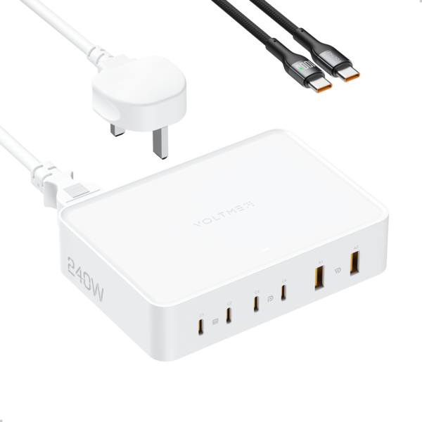 VOLTME Revo 240 PD3.1 | PD240W | 4 USB-C & 2 USB-A Ports | UK Plug | GaN Charger - Image 2